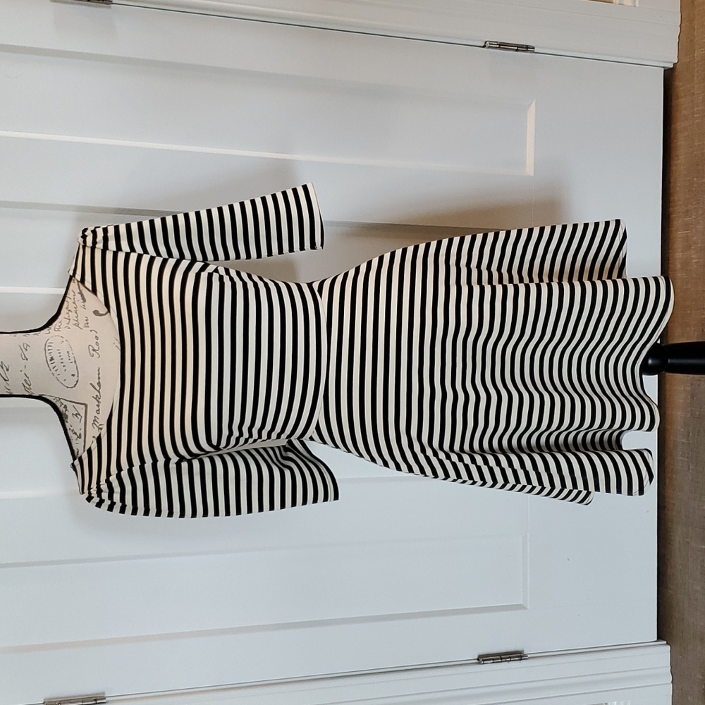 Pixley black and cream striped dress